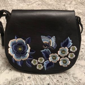 french connection embroidered leather purse